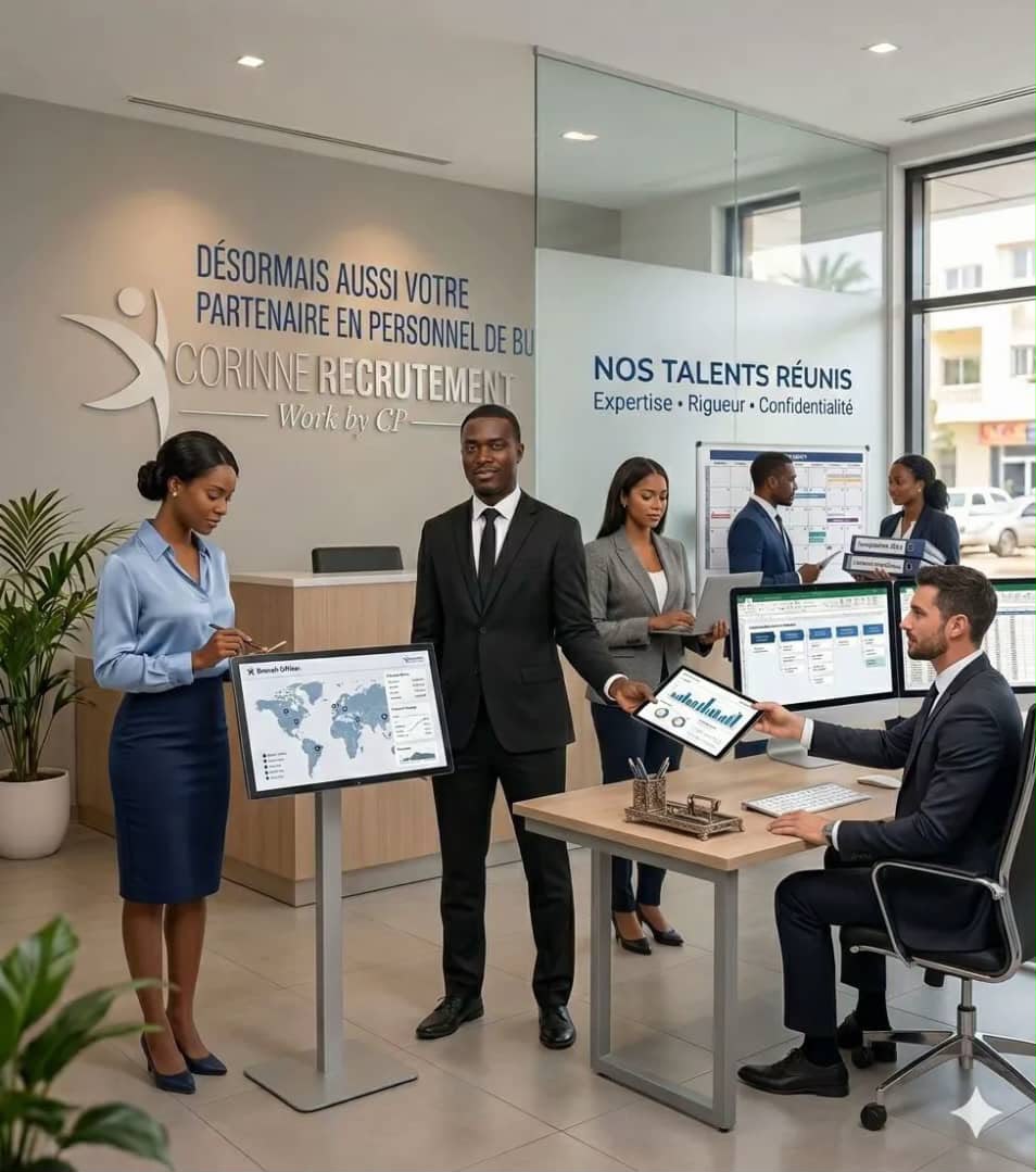 Personnel administratif formé par Corinne Placement dans un bureau moderne